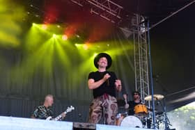 A big smile from singer Will Young at his Bents Park concert.
