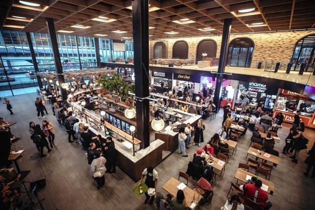 Image of how a food hall on the junction of King Street To Market Place could look.