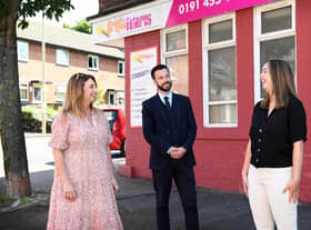 from left) Nicola Whalen, joint managing director of Bright Futures, Stewart Nicol, manager at Newcastle Building Society's South Shields branch, and Bright Futures project worker Ellen Donaghy