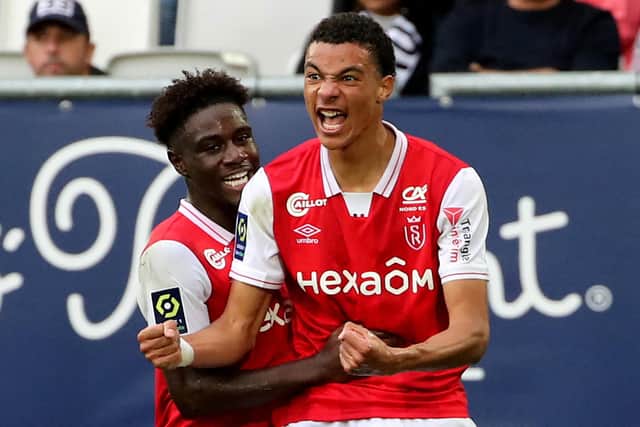 Newcastle United could be set to beat West Ham United to the signing of Reims striker Hugo Ekitike (Photo by ROMAIN PERROCHEAU/AFP via Getty Images)