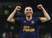Miguel Almiron celebrates Newcastle United's win over Tottenham Hotspur.