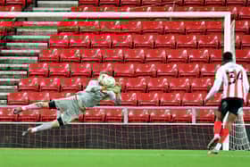 Lee Burge makes a save at the Stadium of Light