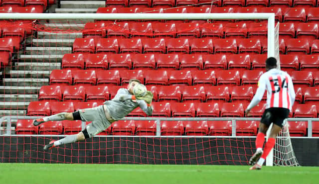 Lee Burge makes a save at the Stadium of Light