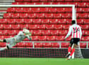Lee Burge makes a save at the Stadium of Light