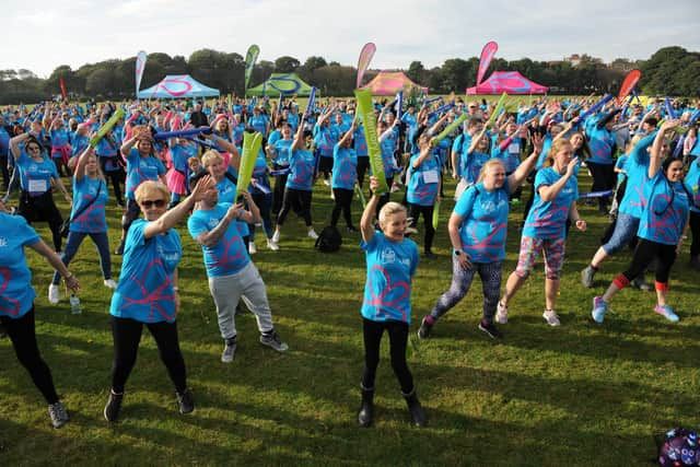 Walkers setting out from Bents Park to take part in the Alzheimer Society's Memory Walk.