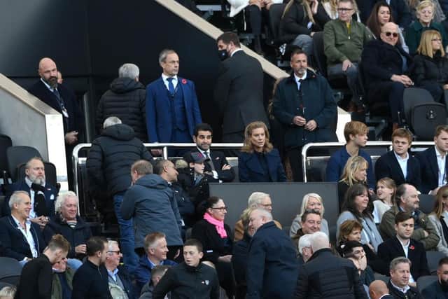 Amanda Staveley with her husband Mehrdad Ghodoussi watched on as Newcastle United lost 3-0 to Chelsea (Photo by Stu Forster/Getty Images)