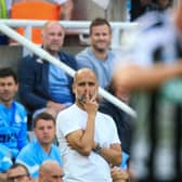Pep Guardiola reacts the 3-3 draw between his Manchester City team and Newcastle United in August.