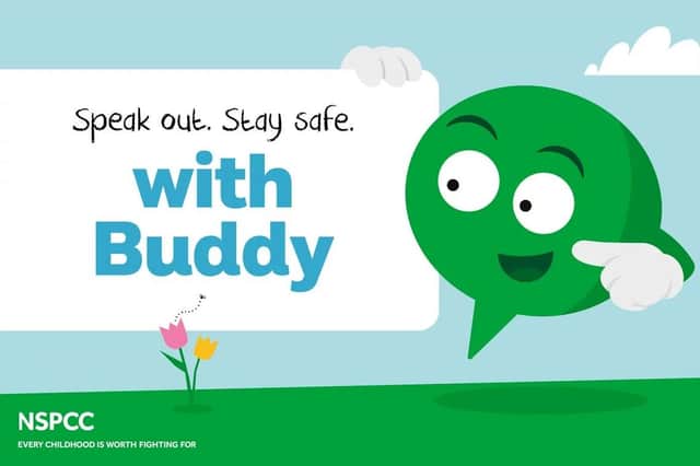 Childline Poster.pdf CHILDLINE: Speech bubble mascot Buddy promotes ‘Speak out, Stay safe ...