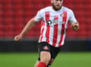 Patrick Almond in action during the Papa John's Trophy between Sunderland and Manchester United U21 at Stadium of Light on October 13, 2021 in Sunderland, England. (Photo by Stu Forster/Getty Images)