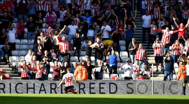 Carl Winchester celebrates his goal at the Stadium of Light