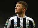 Newcastle captain Kieran Trippier looks up at the big screen during the Carabao Cup Fourth Round match between Newcastle United and AFC Bournemouth at St James' Park on December 20, 2022 in Newcastle upon Tyne, England. (Photo by Stu Forster/Getty Images)