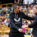 Bruno Lage, Manager of Wolverhampton Wanderers shakes hands with Eddie Howe, Manager of Newcastle United prior to the Premier League match between Wolverhampton Wanderers and Newcastle United at Molineux on August 28, 2022 in Wolverhampton, England. (Photo by Eddie Keogh/Getty Images)