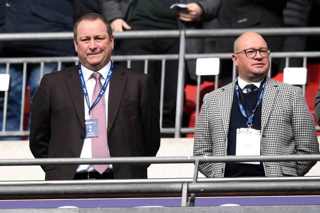 Newcastle United owner Mike Ashley and managing director Lee Charnley. (Photo by Michael Regan/Getty Images)