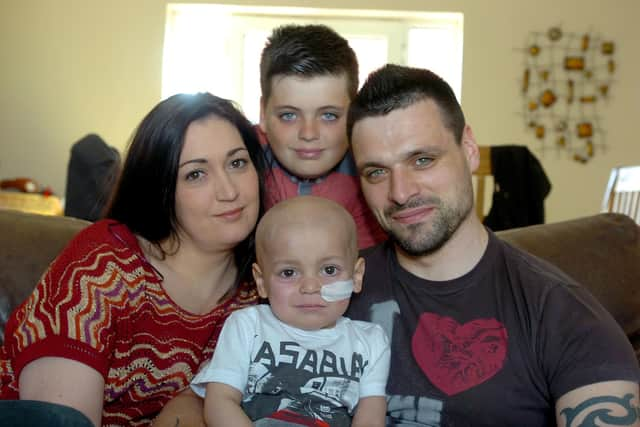 Bradley Lowery with mum Gemma, dad Carl and brother Kieran.