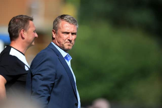 Lee Clark manager of Bury during the pre season friendly game against Huddersfield Town at Gigg Lane on July 16, 2017 in Bury, England. (Photo by Clint Hughes/Getty Images)