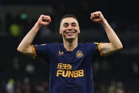 Miguel Almiron celebrates Newcastle United's win over Tottenham Hotspur last month.