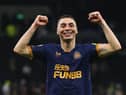Miguel Almiron celebrates Newcastle United's win over Tottenham Hotspur last month.