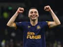 Miguel Almiron celebrates Newcastle United's win over Tottenham Hotspur last month.