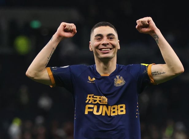 Miguel Almiron celebrates Newcastle United's win over Tottenham Hotspur last month.
