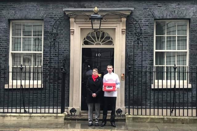 Christopher Head and Kate Osborne MP at 10 Downing Street.