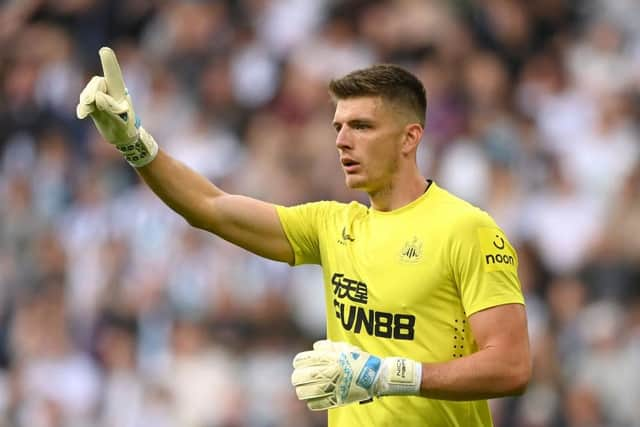 Newcastle United's Nick Pope playing against Atalanta.