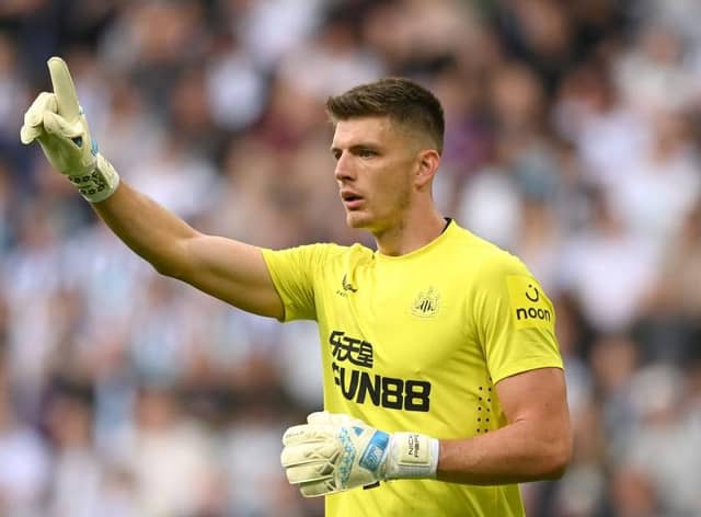 Newcastle United's Nick Pope playing against Atalanta.