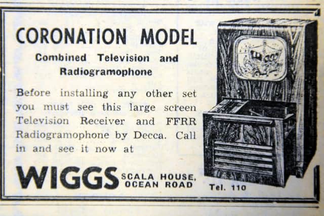 A Coronation model TV from Wiggs in Ocean Road in 1953.
