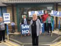 Kay Smith and campaigners at the former St Clare's Hospice in Jarrow.