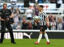 Ayoze Perez of Newcastle United leaves the pitch with the match ball following his hat-trick during the Premier League match between Newcastle United and Southampton FC at St. James Park on April 20, 2019 in Newcastle upon Tyne, United Kingdom. (Photo by Matthew Lewis/Getty Images)