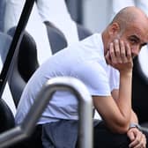 Manchester City manager Pep Guardiola at St James's Park in August.