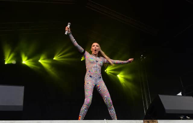 Whigfield on stage at Bents Park, in South Shields, on Sunday afternoon.
