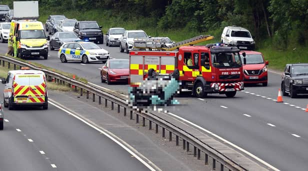 Over turned car RTC on the A19 northbound off the A690 slip road.