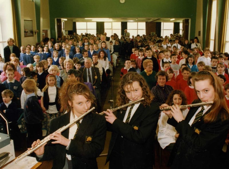 Girls from St Wilfrid's played their flutes at the School's Praise 93 festival.  Left to right are: Nicola Biancui, Lisa Fraser and Miriam Ritson.