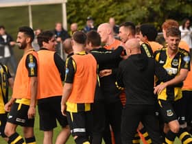 Hebburn Town players celebrate the FA Vase win. CNC PHOTOGRAPHY