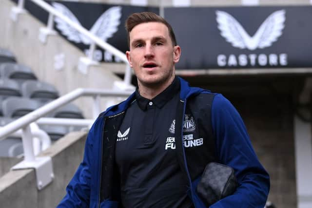 Chris Wood arrives at St James's Park.