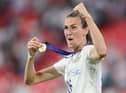 Jill Scott pictured celebrating England's victory over Germany in the Euro 2022 final match in July. Picture: Shaun Botterill/Getty Images.