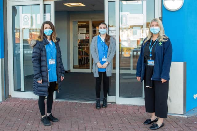 University of Sunderland Pharmacy Students Jodi Inch, Rebecca Gair, and Naomi Dover