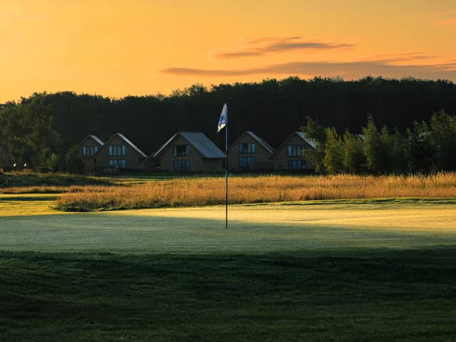 Sun sets on the lodges at Kilnwick Percy Resort and Golf Club. Image: Darwin Escapes