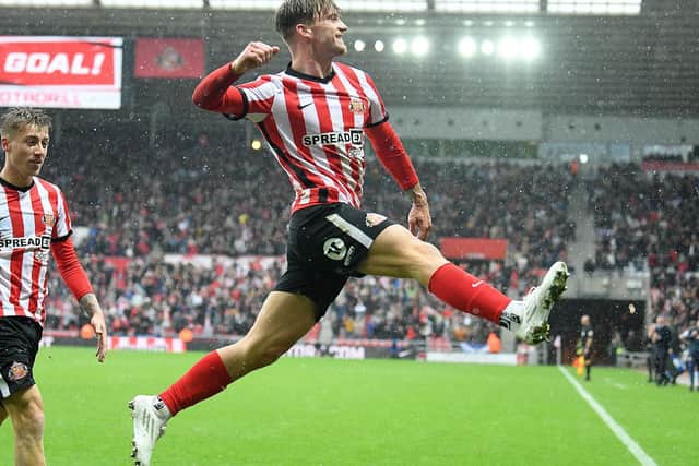 Dennis Cirkin after scoring for Sunderland against Wigan Athletic. Picture by FRANK REID