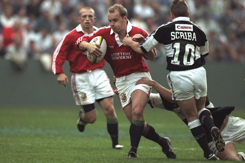 Gala's Gregor Townsend, seen playing against Natal Sharks in Durban, South Africa, was one of four Borderers on 1997's tour, the others being Doddie Weir, Alan Tait and Tony Stanger (Photo: Alex Livesey/Allsport)