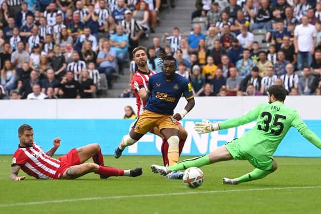 Allan Saint-Maximin scored Newcastle United's second goal in fine style (Photo by Stu Forster/Getty Images)