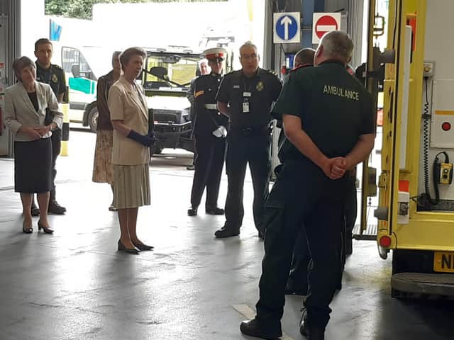 Princess Anne talking to North East Ambulance staff