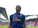 Newcastle United midfielder Joelinton celebrates his equaliser.