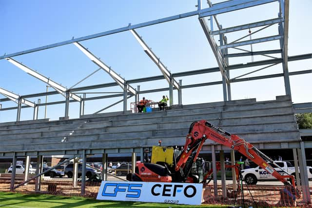 Work is progressing on the new stand, which now has a sponsor