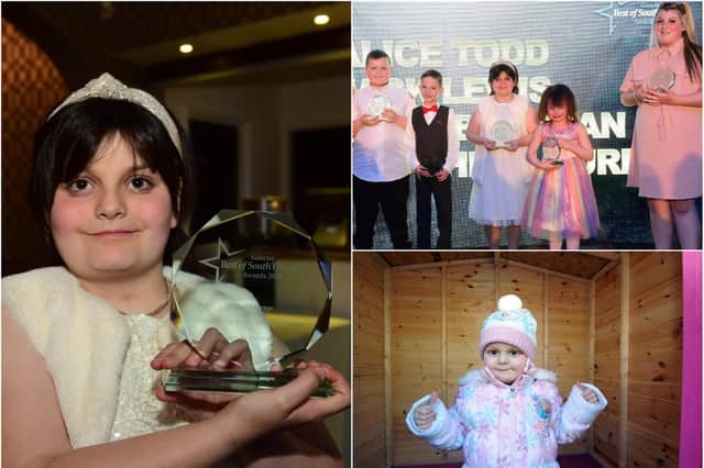 Kayleigh's big moment as she collects her Child of Courage trophy.