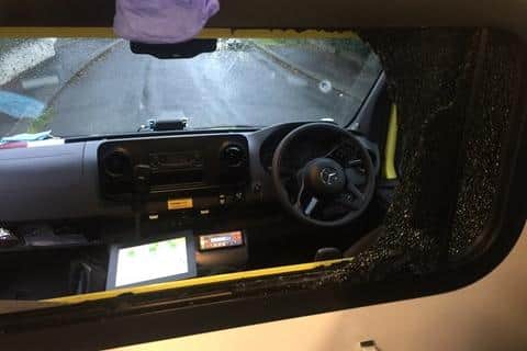 Damage caused to an ambulance in the early hours of Saturday. Photo: North East Ambulance Service