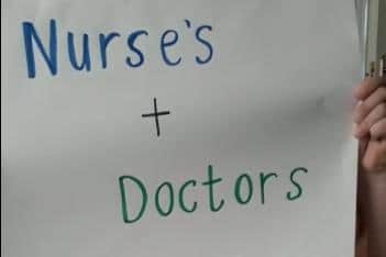 The girls thanked nurses and doctors during the short video.