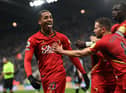 Joao Pedro of Watford FC celebrates after scoring their team's first goal during the Premier League match between Newcastle United and Watford at St. James Park on January 15, 2022 in Newcastle upon Tyne, England. (Photo by Stu Forster/Getty Images)