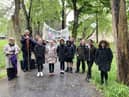 Revd Lesley Jones and Bishop Paul (left) alongside the Jarrow students.