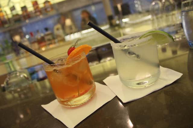 Sweet Manhattan and Margarita cocktails served at the bar.
